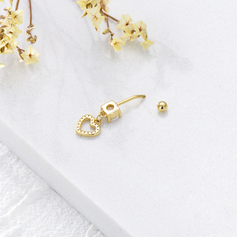 Piercing para el ombligo en forma de corazón con circonita cúbica de talla redonda, chapado en platino y oro blanco-4