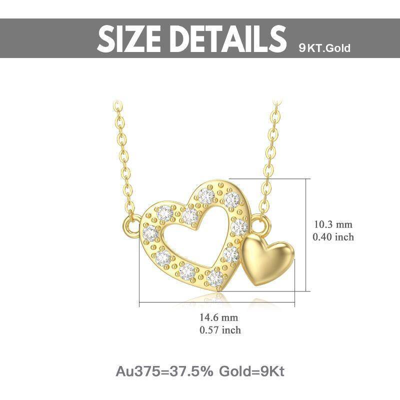 Collar con colgante de corazón de circonita cúbica de corte redondo en oro rosa de 18 quilates-5