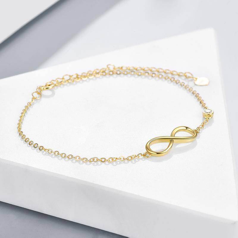 Pulsera con dije del símbolo del infinito en oro de 10 quilates-3