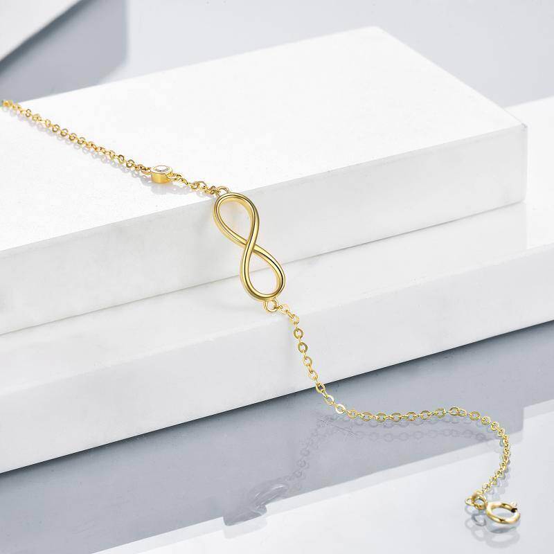 Pulsera con dije del símbolo del infinito en oro de 10 quilates-4