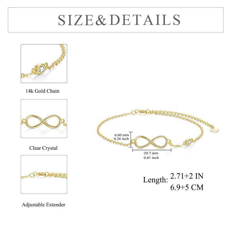 Pulsera con dije del símbolo del infinito en oro de 10 quilates-5