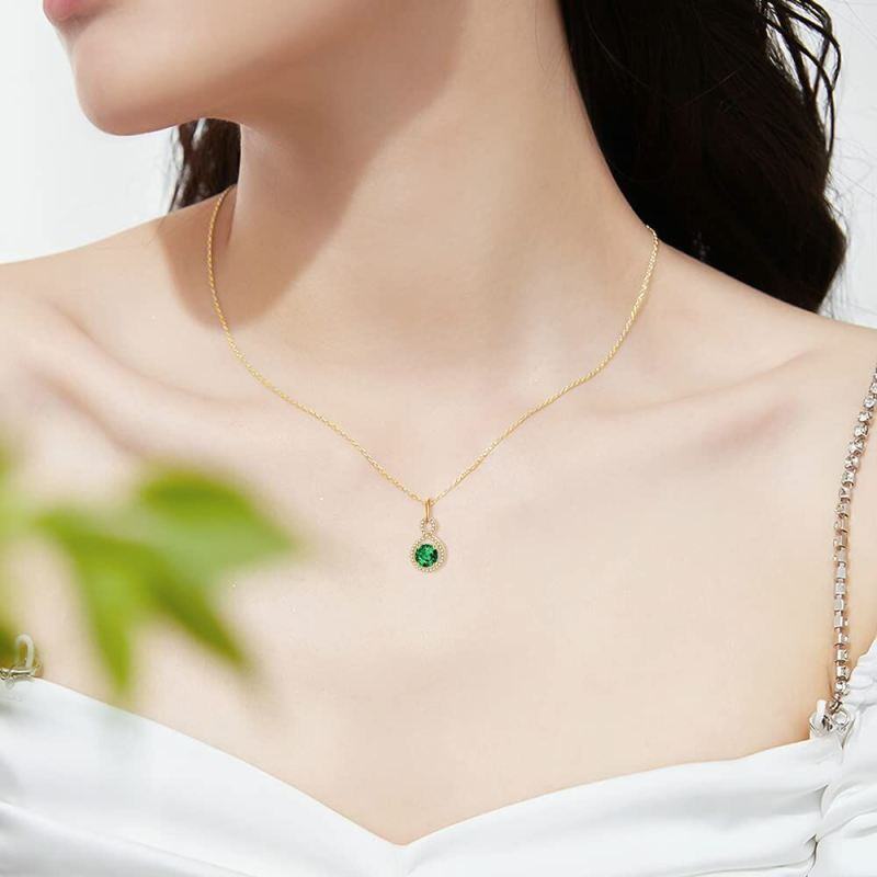 Collar con colgante de símbolo infinito circular de circonita cúbica en oro de 14 quilates-2