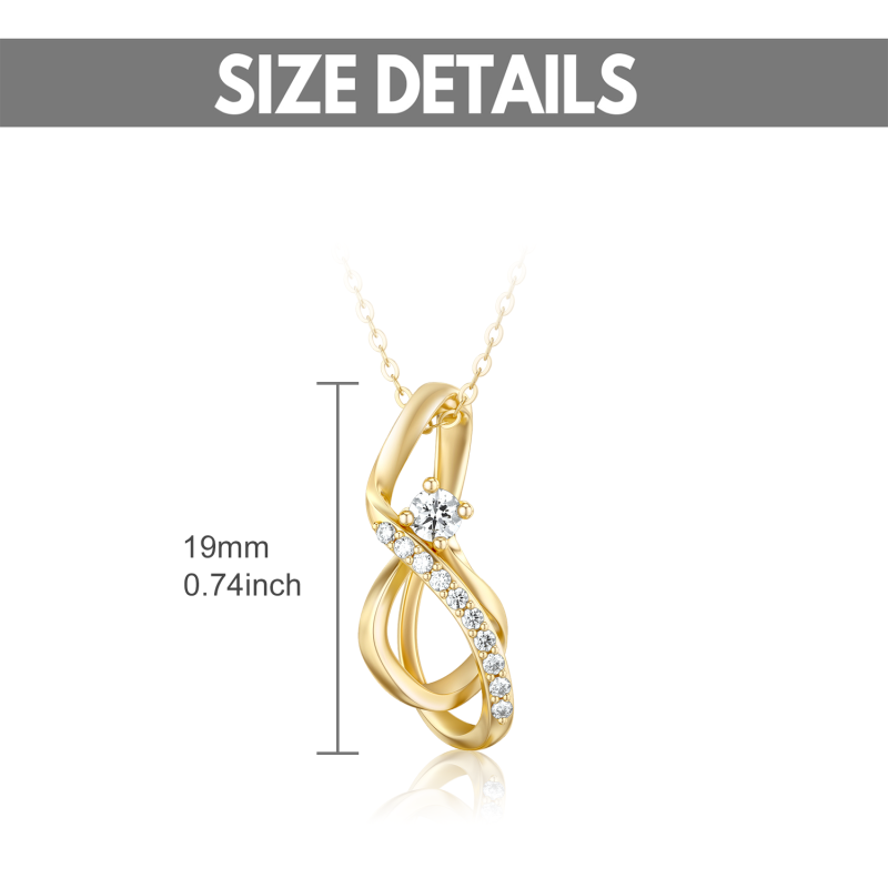 Collar con colgante de símbolo infinito circular de circonita cúbica en oro de 14 quilates-4