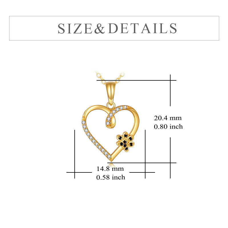 10K White Gold Round Cut Cubic Zirconia Paw & Heart Pendant Necklace-5