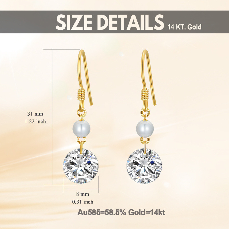 Ohrhänger aus 14-karätigem Gold mit 5 mm großen natürlichen Süßwasserperlen und Zirkonia – ein Schmuckgeschenk für Damen-5