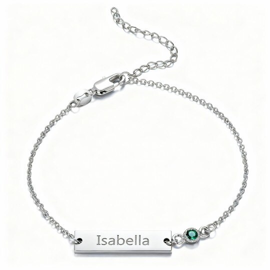10K White Gold Round Cut Cubic Zirconia Personalized Classic Name Identification Bracelet