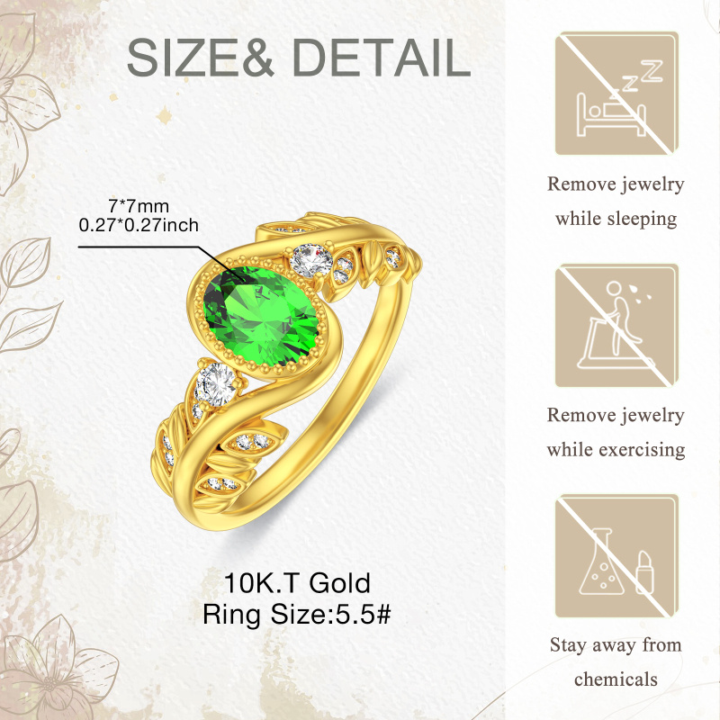 10K White Gold Round Cut Cubic Zirconia Personalized Engraving Ring-6