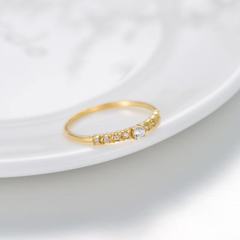 10K Gold Round Shaped Cubic Zirconia Ring-3