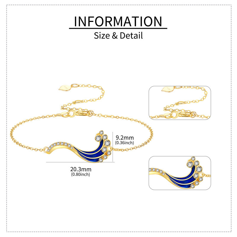 18K Yellow Gold Circular Cubic Zirconia Spray Charm Bracelet-5