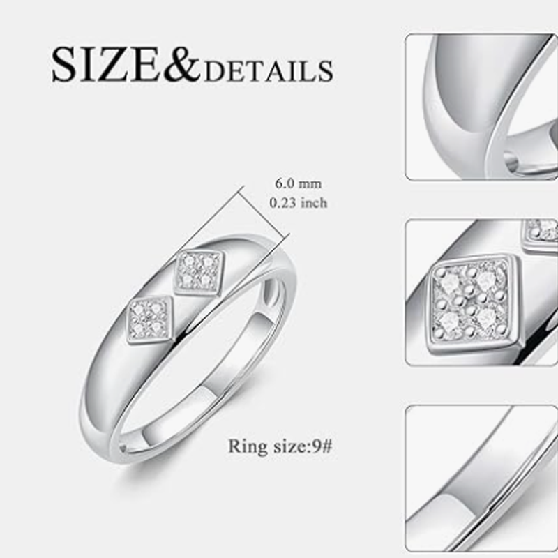 Bague personnalisée pour homme en platine plaqué or blanc à taille ronde, diamant de couleur D, pureté VVS1, 3EX-6