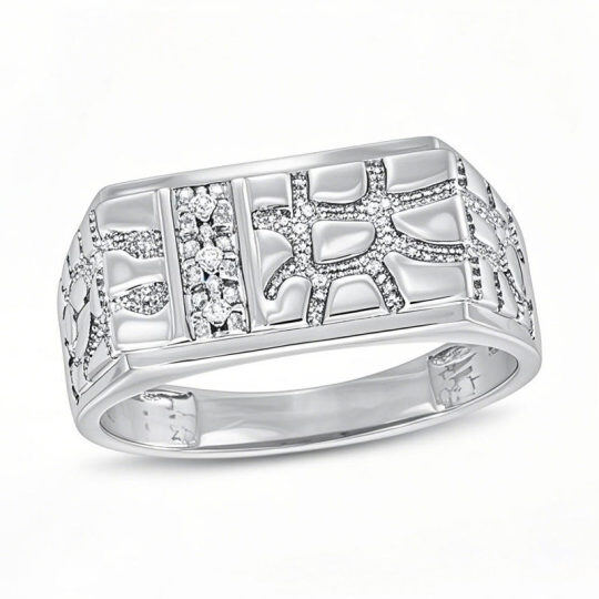 10K White Gold Round Cut Diamond Custom Men's Band D Color VVS1 Clarity 3EX