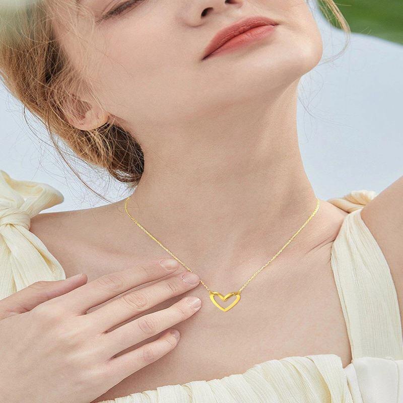 Collier pendentif cœur en or 18 carats serti de diamants ronds-2