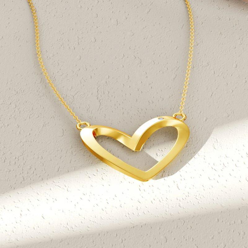 Collier pendentif cœur en or 18 carats serti de diamants ronds-4