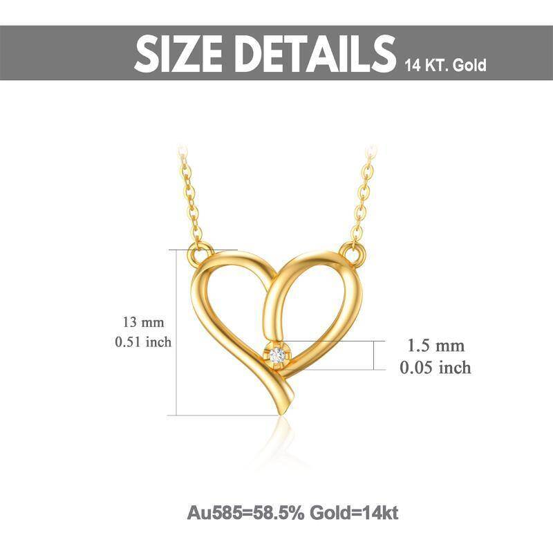 10K Gold Circular Shaped Diamond Heart Pendant Necklace-5