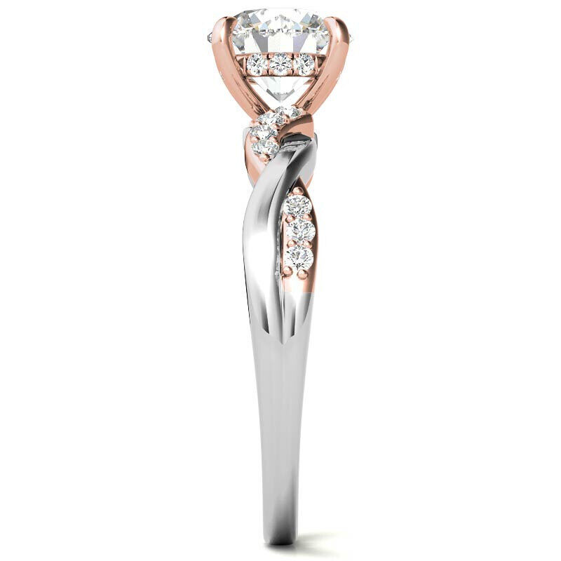 Anillo de compromiso de oro blanco de 10 quilates con moissanita de talla redonda-7