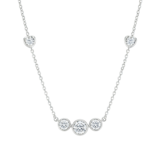 Colliers en or blanc 14 carats sertis de diamants de laboratoire ronds et en forme de cœur