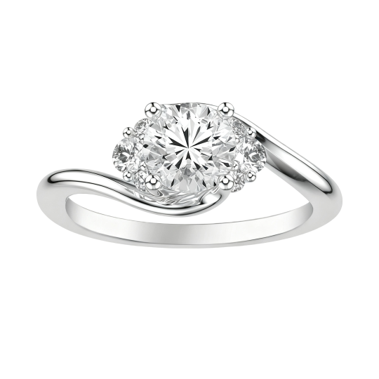 10-karätiger Weißgold-Verlobungsring mit rundem, im Labor hergestelltem Diamanten (Farbe D, Reinheit VS-VVS, 3EX)