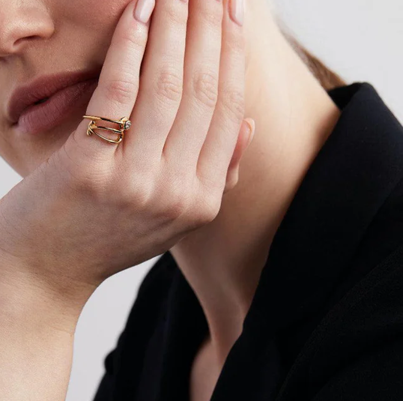 Bague ouverte personnalisée en or rose 18 carats avec diamant rond de laboratoire, couleur D, pureté VVS-VS, taille 3EX.-2
