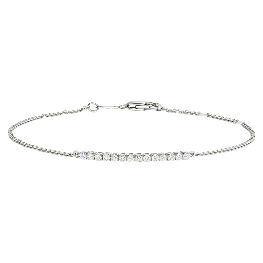 Pulsera con dije de diamante redondo cultivado en laboratorio de oro blanco de 14 quilates