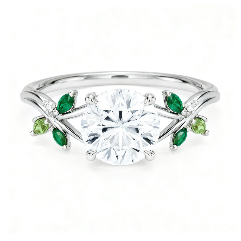 Verlobungsring aus 18-karätigem Weißgold mit rundem, im Labor gezüchtetem Diamanten (Farbe D, Reinheit VVS1, 3EX).-1