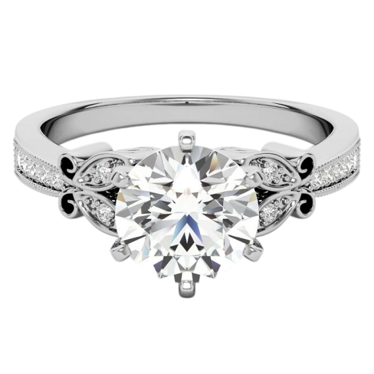 Anillo de compromiso personalizado de platino con baño de oro blanco, diamante redondo cultivado en laboratorio, color D, claridad VVS1, certificado por IGI 3EX.