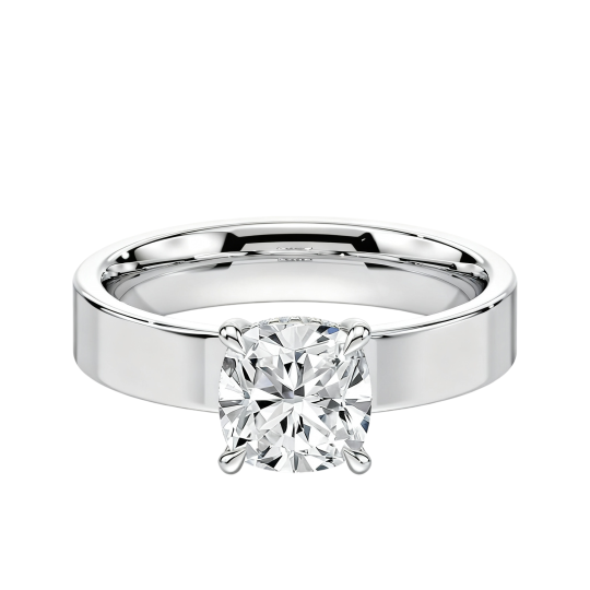 Anillo de compromiso personalizado de oro blanco de 10 quilates con diamante sintético redondo de talla redonda, color D, claridad VVS1, certificado por IGI 3EX.