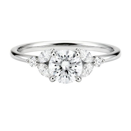 Anillo de compromiso personalizado de oro blanco de 10 quilates con diamante sintético redondo de talla redonda, color D, claridad VVS1, certificado por IGI 3EX.