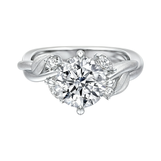 Anillo de compromiso personalizado de oro blanco de 10 quilates con diamante sintético redondo de talla redonda, color D, claridad VVS1, certificado por IGI 3EX.