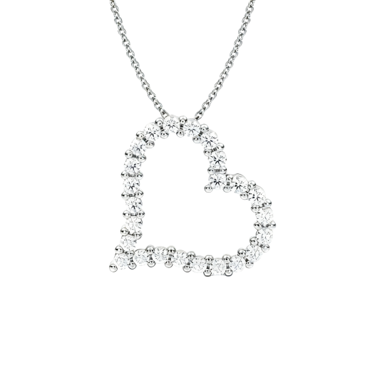 10K White Gold Round Cut Lab-Grown Diamond Heart Lab-Grown Diamond Necklaces