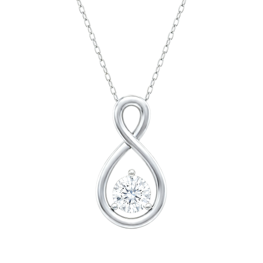 10K White Gold Round Cut Lab-Grown Diamond Infinity Symbol Lab-Grown Diamond Necklaces