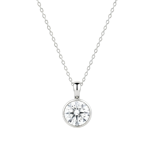 10K White Gold Round Cut Lab-Grown Diamond Lab-Grown Diamond Necklaces