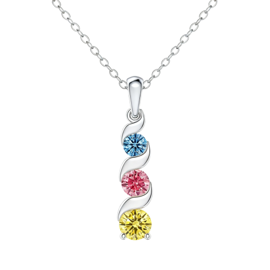 10K White Gold Round Cut Lab-Grown Diamond Lab-Grown Diamond Necklaces
