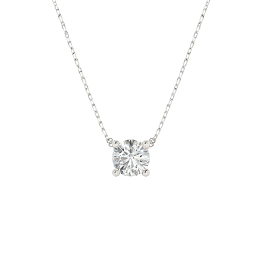 10K White Gold Round Cut Lab-Grown Diamond Lab-Grown Diamond Necklaces