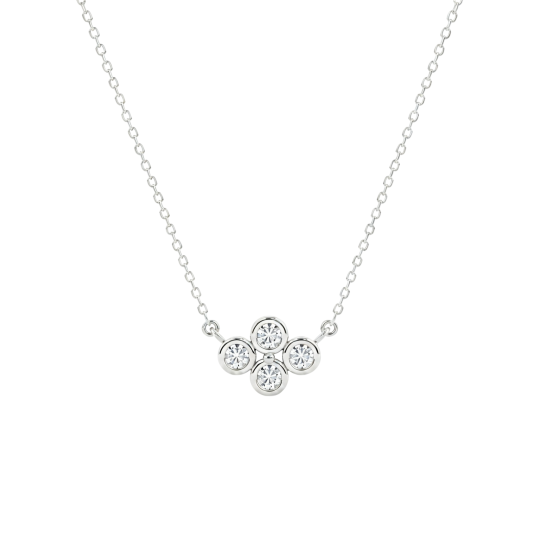 Colliers en or blanc 14 carats sertis de diamants ronds de synthèse
