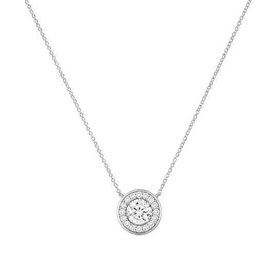10K White Gold Round Cut Lab-Grown Diamond Lab-Grown Diamond Necklaces