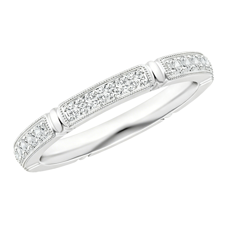 Anillo apilable personalizado de oro blanco de 10 quilates con diamantes de laboratorio de talla redonda-7