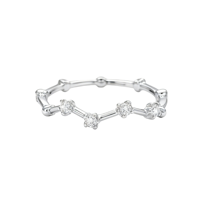Anillo apilable personalizado de oro blanco de 10 quilates con diamantes de laboratorio de talla redonda, color D, claridad VVS1-VS1 (3EX).-1