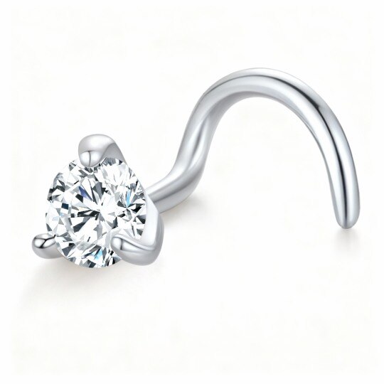 Anillo nasal de oro blanco de 10 quilates con cuenta de moissanita de corte redondo