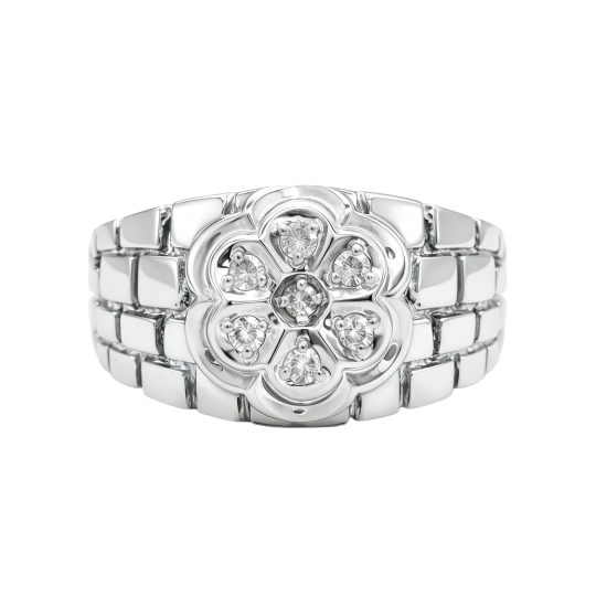10K White Gold Round Cut Moissanite Cherry Blossom Men's Band for Men