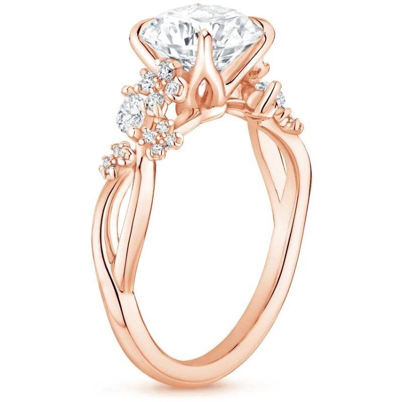 Bague de fiançailles en or rose 10 carats avec moissanite ronde de 1 carat-3
