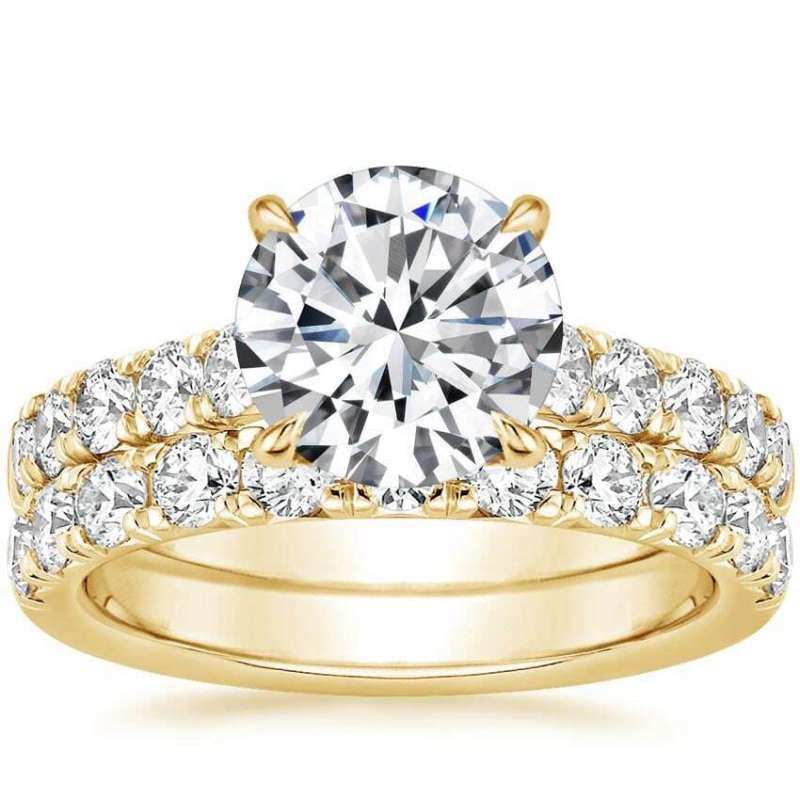 14K Gold Round Shaped Moissanite Engagement Ring-1