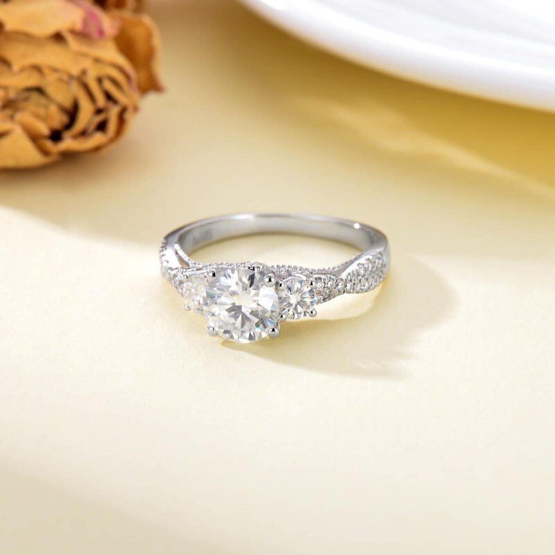 10K Gold Round Cut Moissanite Engagement Ring-5