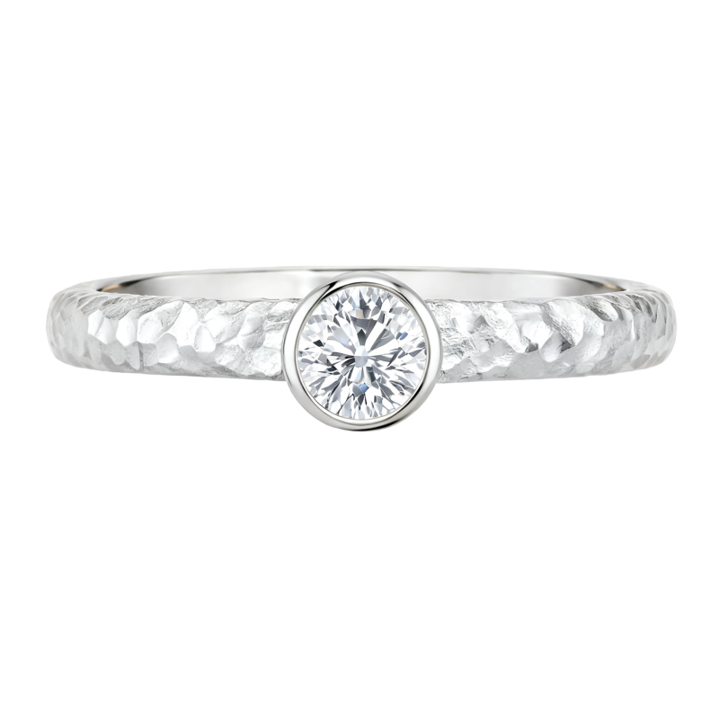 Bague de fiançailles en or blanc 10 carats avec moissanite taille ronde-15