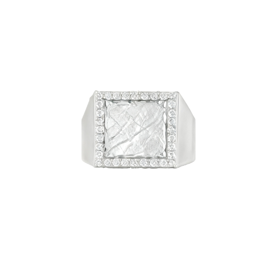 10K White Gold Round Cut Moissanite Engagement Ring for Men