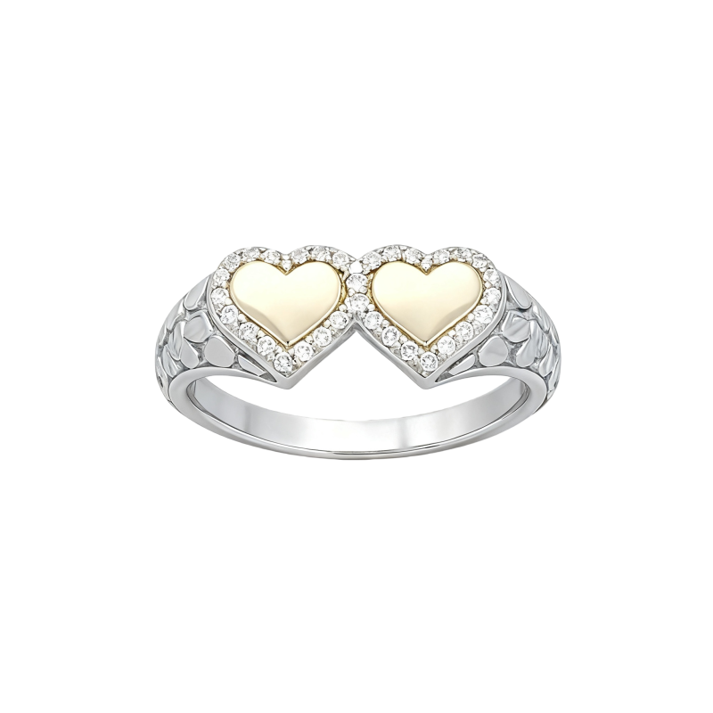 Anillo de platino con corazón de moissanita de talla redonda chapado en oro blanco-1