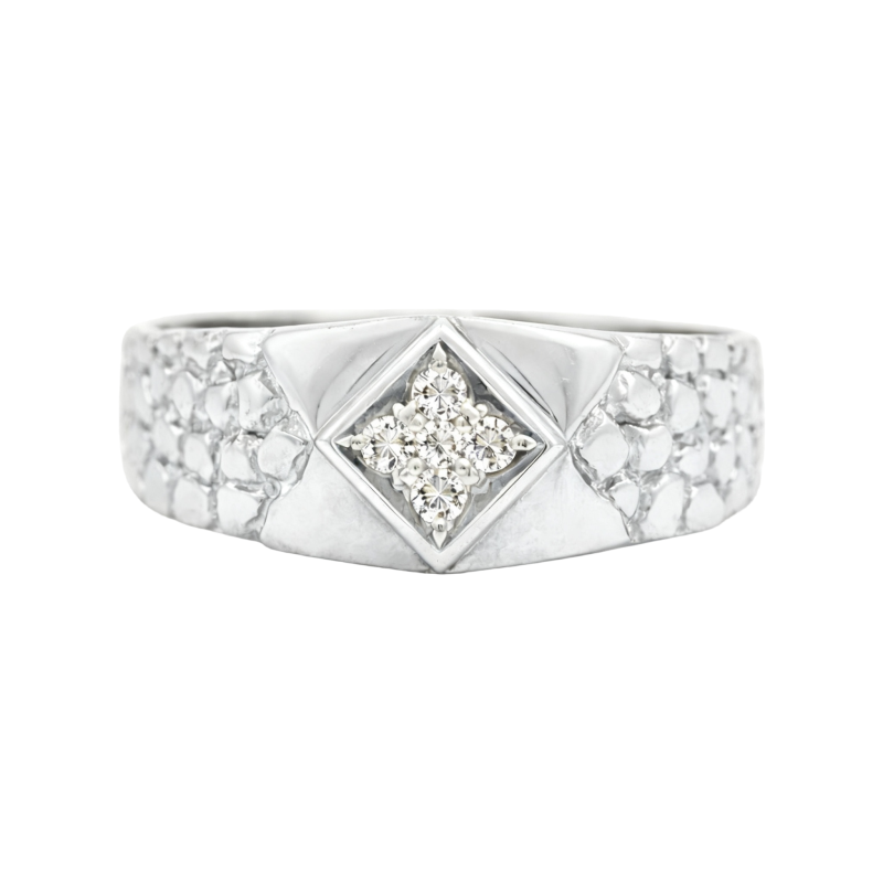 Anillo de pepita de oro blanco y oro amarillo de 14 quilates para hombre-1