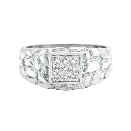 10K White Gold Round Cut Moissanite Men's Band for Men