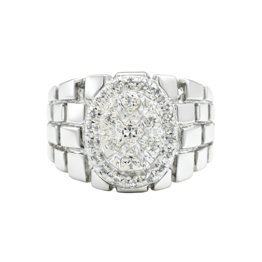 10K White Gold Round Cut Moissanite Men's Band for Men