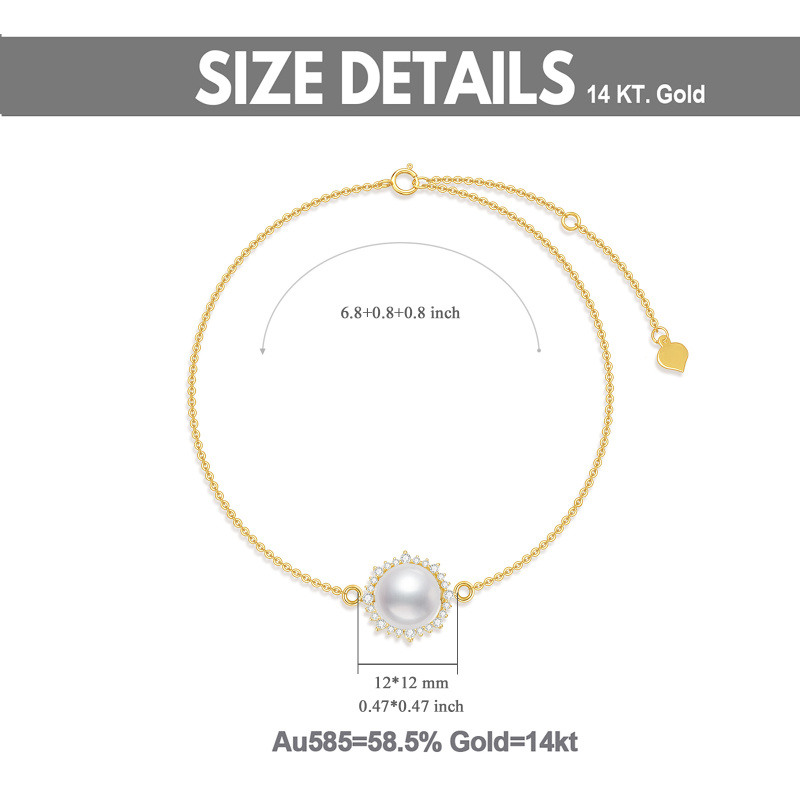Bracelet à breloques en or 10 carats avec moissanite et perle de forme circulaire-6