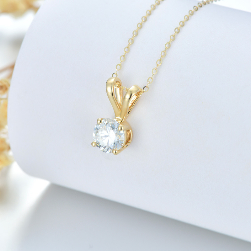 Collier pendentif en or 14 carats avec moissanite de forme circulaire-3
